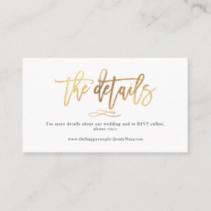 Chic+Modern Brush Script Hochzeitsdetails Imitate Visitenkarte