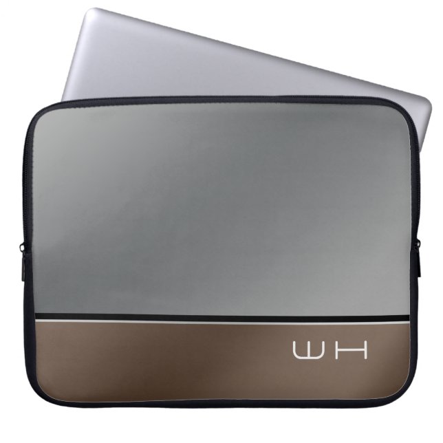 Chic Modern Business Grau Brown Laptopschutzhülle (Vorderseite)