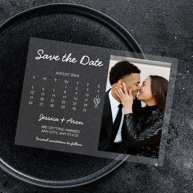 Chic Modern Calendar Foto Save the Date Acryleinladungen (Chic Modern Calendar Photo Save The Date Acrylic Invitations)
