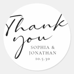 Chic Modern Calligraphy Gastgeschenk Hochzeit Viel Runder Aufkleber
