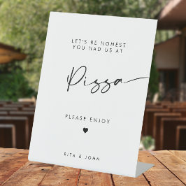 Chic Modern Calligraphy Pizza Bar Wedding Sign Sockelschild