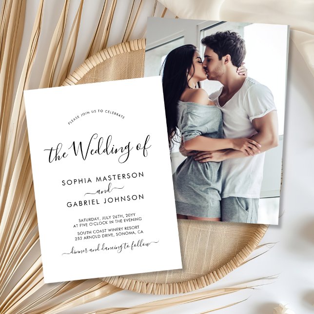 Chic Modern Calligraphy Script Foto Wedding Einladung (Von Creator hochgeladen)