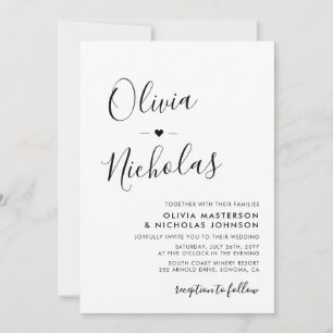 Chic Modern Calligraphy Script Monogram Wedding Einladung