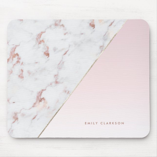 Chic Modern Chic Rose Gold Marmor und rosa Custom Mousepad (Vorne)
