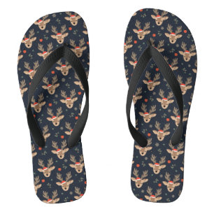 Chic Modern Christmas Holidays Festival Rentier Flip Flops