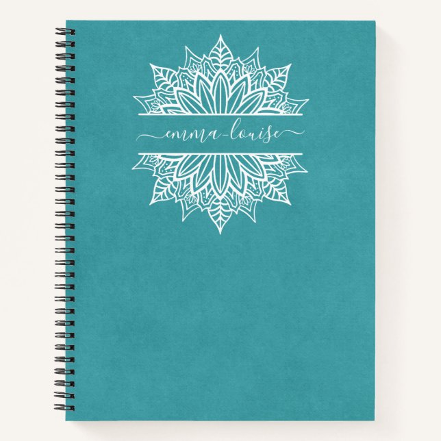 Chic Modern Circular Mandala Calligraphy Monogram Notizbuch (Vorderseite)
