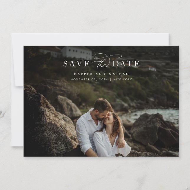 Chic Modern Coastal Wedding Photo Save The Date (Vorderseite)