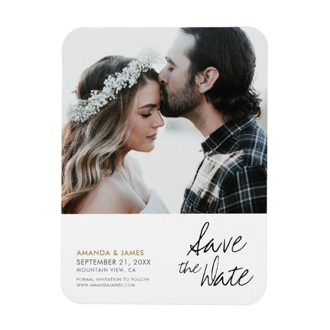 Chic Modern Custom Foto Wedding Save the Date Magnet (Vertikal)