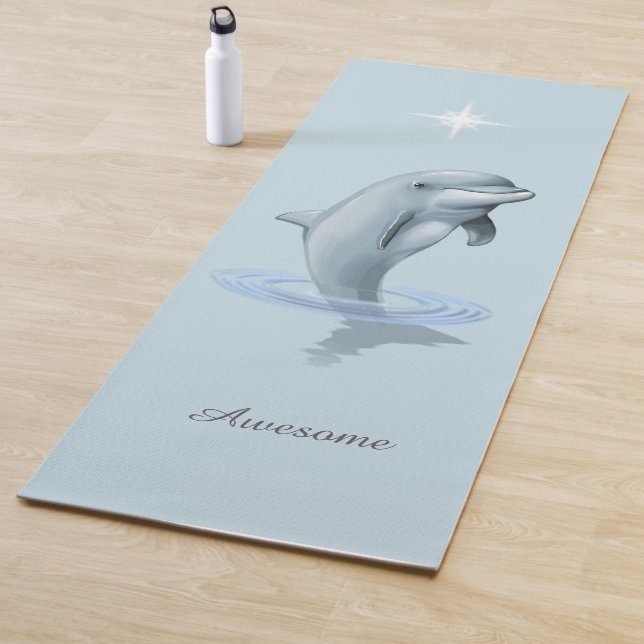 Chic Modern Dolphin & Script auf Light Blue Yogamatte (Beispiel)
