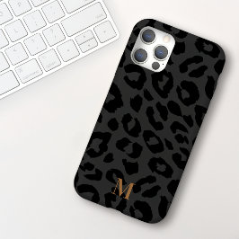 Chic Modern Dunkelgrau Schwarz Leopard Print Monog Case-Mate iPhone Hülle
