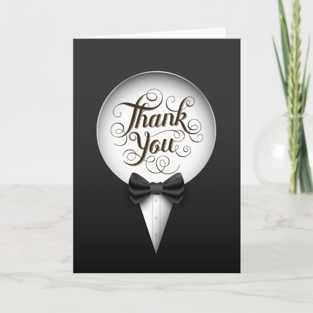 Chic Modern Elegante Gay Tuxedo Danke You Card (Vorderseite)