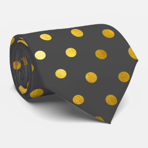 Chic Modern Elegante Holzkohle Gray Gold Polka Dot Krawatte