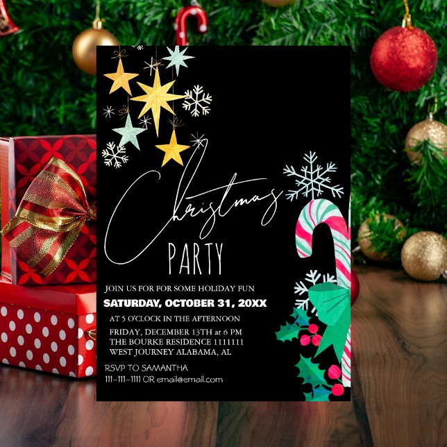 Chic Modern Elegante Script Weihnachts-Party Einladung (Von Creator hochgeladen)