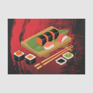 Chic Modern Elegantes Black & Red Sushi Party Seidenpapier