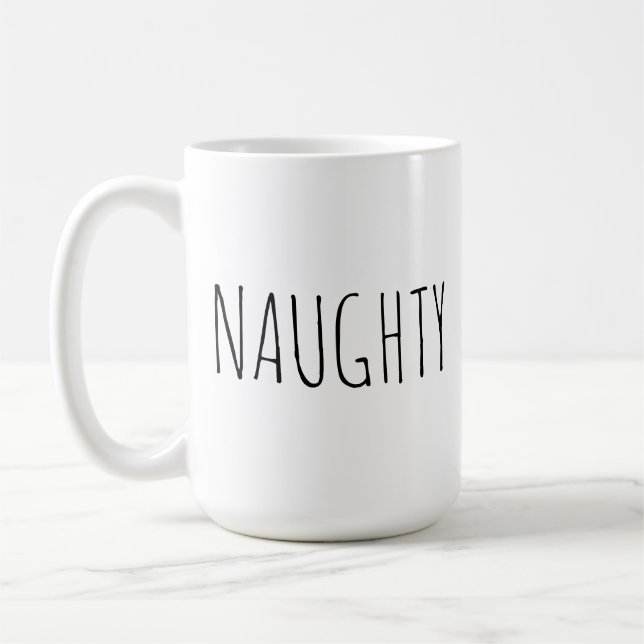 Chic Modern Farmhouse ‘Naughty’ Customizable Word  Kaffeetasse (Links)