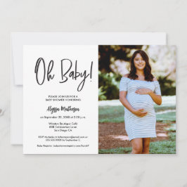 Chic Modern Foto Handlettering Oh Baby Dusche Einladung