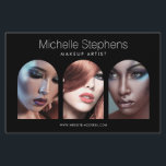 Chic Modern Foto Trio Makeup Artist Black Flyer<br><div class="desc">Erhöhen Sie Ihre Marke und Werbeaktionen mit unserem individuell gestaltbaren Flyer-Template, das für Boutiquen, Make-up-Künstler, Schönheitssalons, Fotografen, Online-Shops und vieles mehr entworfen wurde. Unser elegantes und minimalistisches Design setzt Ihren Firmennamen an die Spitze und erweckt sofort das Auge Ihres Publikums. Mit drei elegant gewölbten Platzhaltern, die Sie mühelos mit Ihren...</div>