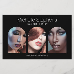 Chic Modern Foto Trio Makeup Artist Black Flyer