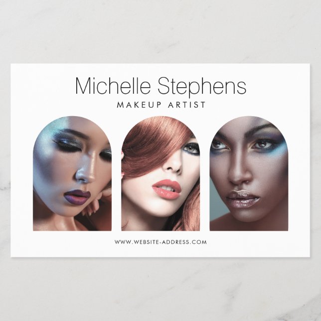 Chic Modern Foto Trio Makeup Artist Flyer (Vorne)
