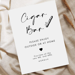 Chic Modern Gefallen Cigar Bar Wedding Sign Poster