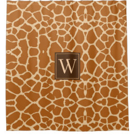 Chic Modern Giraffe Print Monogram Duschvorhang