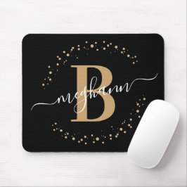 Chic Modern Girl Black Name Script Monogram Mousepad