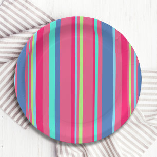 Chic Modern Girly Candy Stripe Muster Pappteller