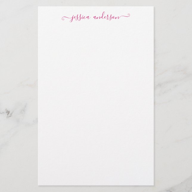 Chic Modern Girly Magenta Pink Script Kalligraphie Briefpapier (Vorderseite)