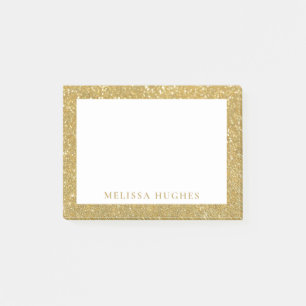 Chic Modern Gold Glitzer Personalisiert Post-it Klebezettel