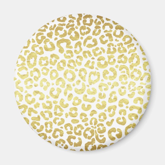 Chic Modern Gold White Leopard Jaguar Cheetah Magnet (Vorne)