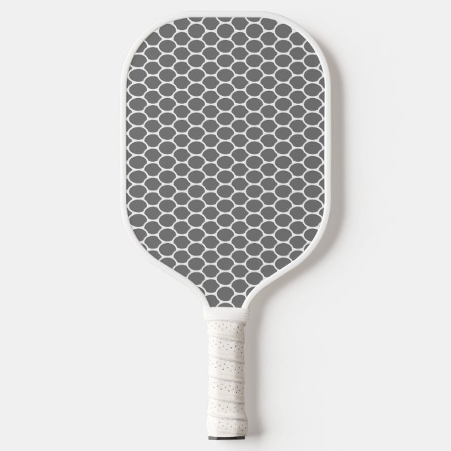 Chic Modern Grau White Oval Honeycomb Muster Pickleball Schläger (Vorderseite)