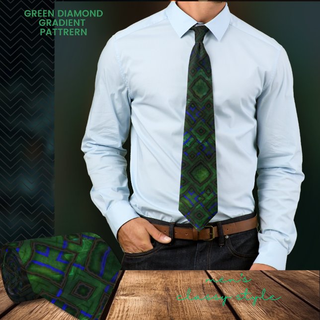 Chic Modern Green Diamond Gradient Muster Krawatte (Green Diamond Gradient Pattern Neck Tie)