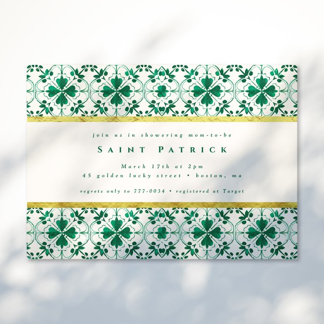 Chic Modern Green St. Patrick's Day Baby Shower Einladung (Von Creator hochgeladen)