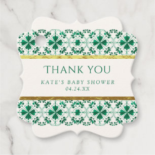 Chic Modern Green St. Patrick's Day Baby Shower Geschenkanhänger