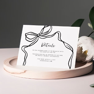 Chic Modern Hand Drawn Bow Wedding Details Begleitkarte