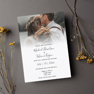 chic modern handwriting wedding photo Invitation Einladung