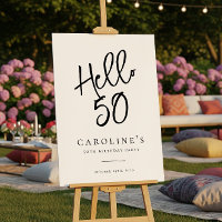 Chic Modern "Hello 50" Geburtstagsparty Begrüßungs