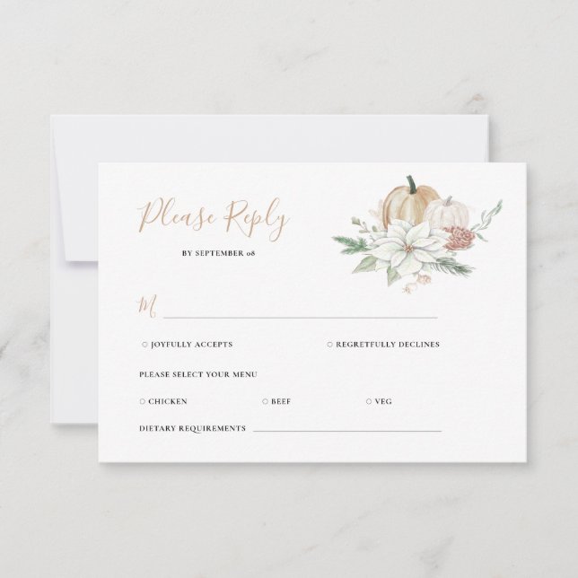 Chic modern Herbst Kürbis elegante Hochzeit RSVP Karte (Vorderseite)