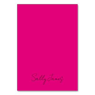 Chic Modern Hot Pink und Black Signature Name Tischnummer