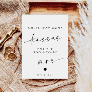 Chic Modern Kisses für Mrs. Brautparty Game Sign Poster