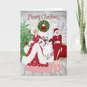 Chic Modern Lesbian Couple Weihnachtskarte Karte