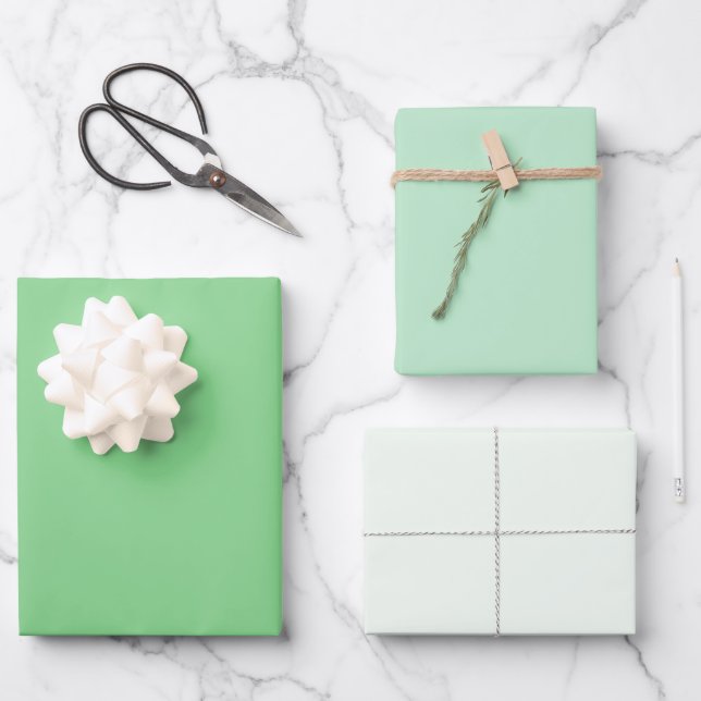 Chic Modern Light Green Simple Solid Shades Geschenkpapier Set (Vorderseite)