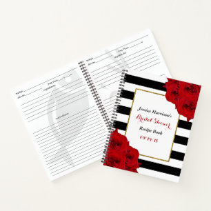 Chic Modern Luxe Rote Rosen Brautparty Rezept Notizbuch