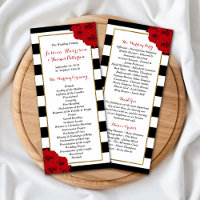 Chic Modern Luxe Rote Rosen Hochzeitsprogramm