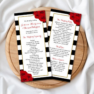 Chic Modern Luxe Rote Rosen Hochzeitsprogramm Werbekarte