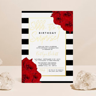Chic Modern Luxe Shhh... Überraschung Geburtstag R Folieneinladung
