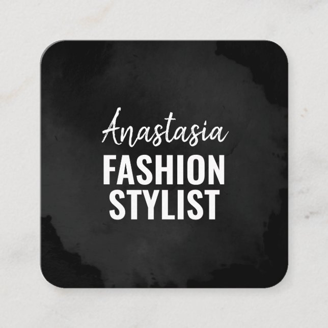 Chic Modern Luxus Schlicht Black Einfach Minimalis Quadratische Visitenkarte (Vorderseite)