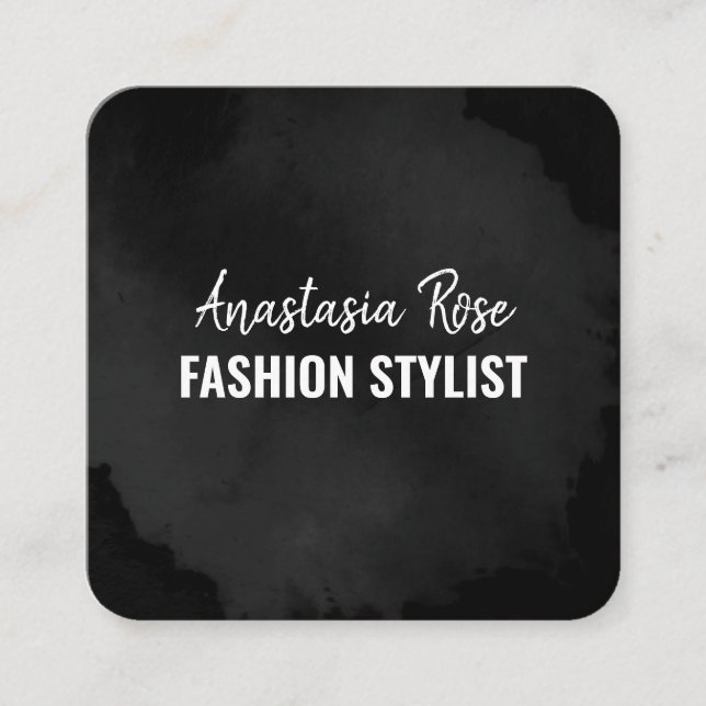 Chic Modern Luxus Schlicht Black Einfach Minimalis Quadratische Visitenkarte (Vorderseite)