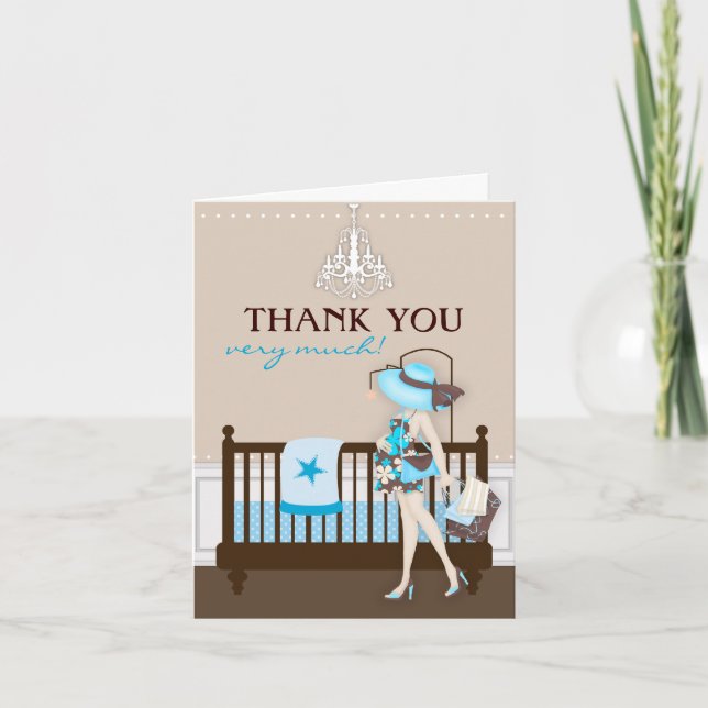 Chic Modern Mama Babydusche Danke Karte (Vorderseite)