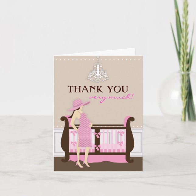Chic Modern Mama Babydusche Danke Karte (Vorderseite)